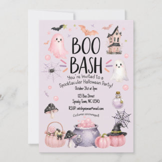 Invitation de fête d'Halloween Féminine Rose et Vi