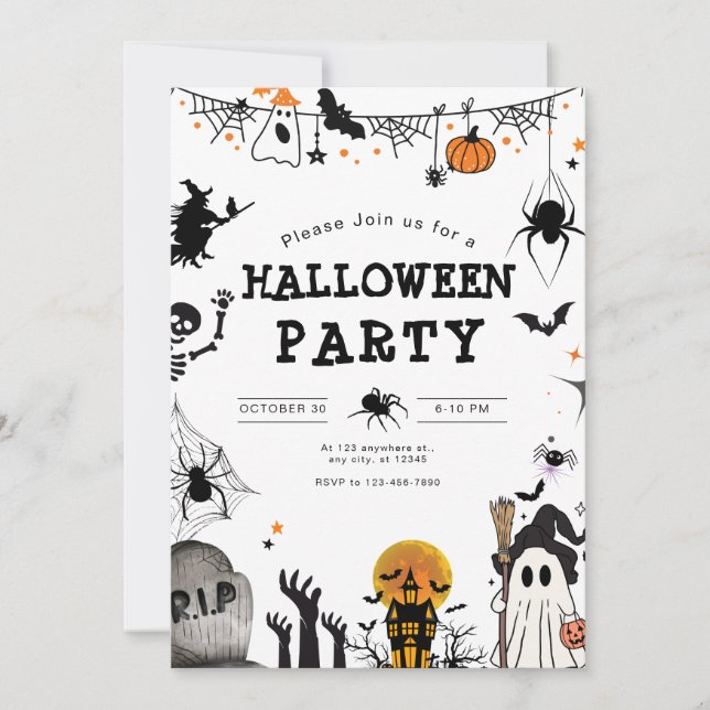 Invitation de fête d'Halloween, Fête de nuit Éffra (Devant)
