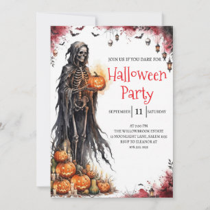 Invitation de fête d'Halloween homme squelette got