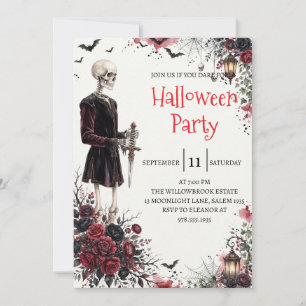 Invitation de fête d'Halloween homme squelette got