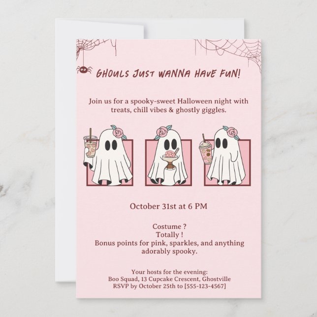 Invitation de fête d'Halloween Kawaii mignonne et  (Devant)