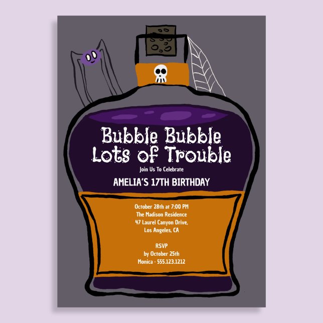 Invitation de fête d'Halloween mignonne à bulles (Créateur téléchargé)