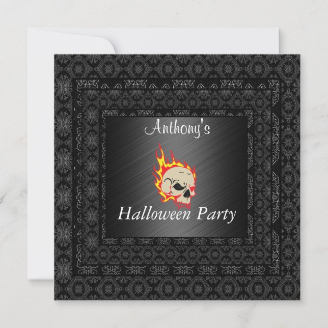 Invitation de fête d'Halloween noire (Devant)