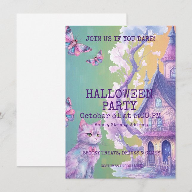 Invitation de fête d'Halloween personnalisable (Devant / Derrière)