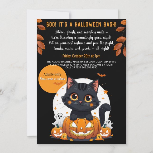Invitation de fête d'Halloween pour adulte avec un (Devant)