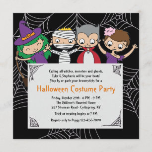 Invitation de fête d'Halloween pour costume d'enfa