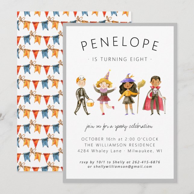 Invitation de fête d'Halloween pour enfants (Devant / Derrière)