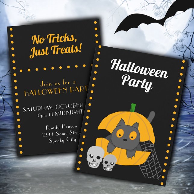 Invitation de fête d'Halloween pour enfants Crânes (Créateur téléchargé)