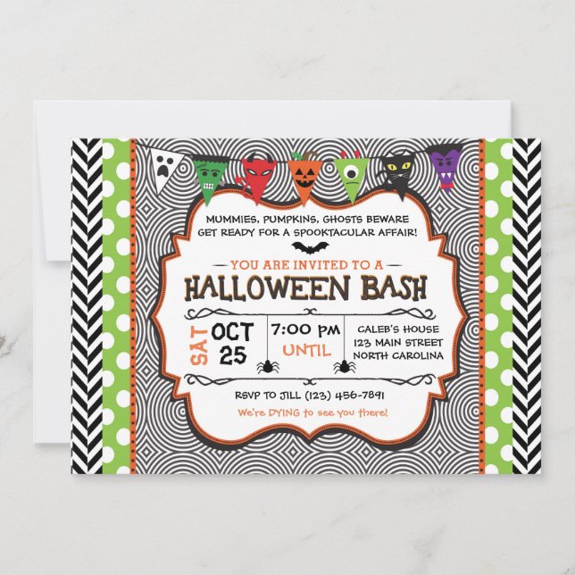 Invitation de fête d'Halloween pour enfants, Invit (Devant)