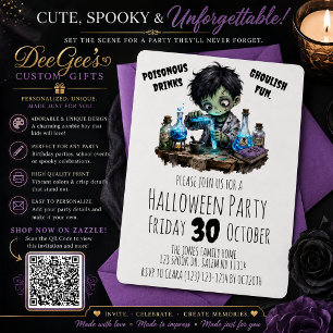 Invitation de fête d'Halloween pour garçon zombie