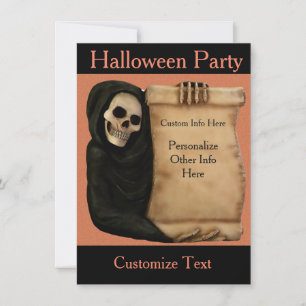 Invitation de fête d'Halloween Scandale et squelet