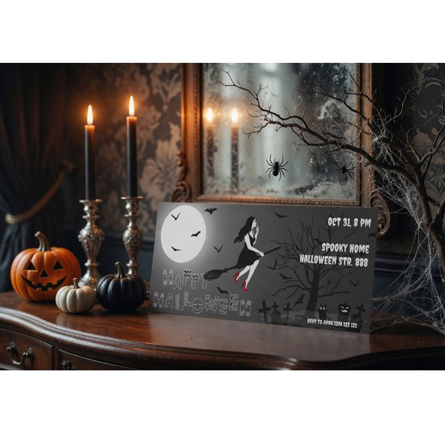 Invitation de fête d'Halloween sorcière effrayante (Créateur téléchargé)
