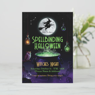 Invitation de fête d'Halloween sorcière envoûtante