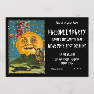 Invitation de fête d'Halloween Sorcière Vintage