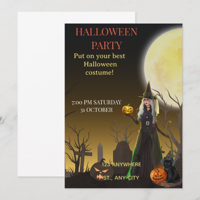 Invitation de fête d'Halloween Spooky Chic (Devant / Derrière)