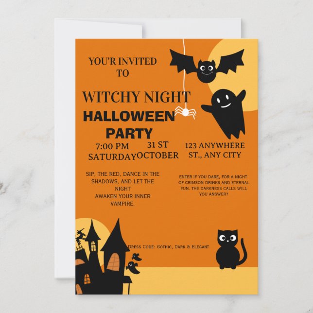 Invitation de fête d'Halloween Spooky Chic (Devant)