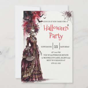 Invitation de fête d'Halloween squelette de dame g