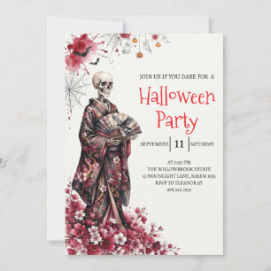 Invitation de fête d'Halloween squelette de dame g