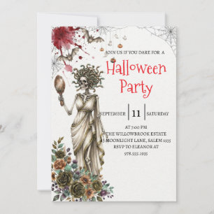 Invitation de fête d'Halloween squelette de dame g