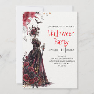 Invitation de fête d'Halloween squelette de dame g