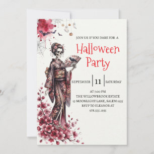 Invitation de fête d'Halloween squelette de dame g