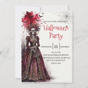 Invitation de fête d'Halloween squelette de dame g