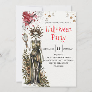Invitation de fête d'Halloween squelette de dame g