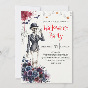 Invitation de fête d'Halloween squelette de dame g