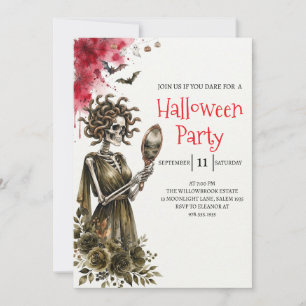 Invitation de fête d'Halloween squelette de dame g