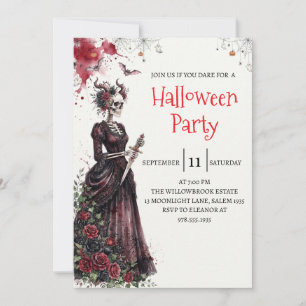 Invitation de fête d'Halloween squelette de dame g