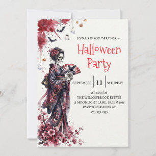 Invitation de fête d'Halloween squelette de dame g