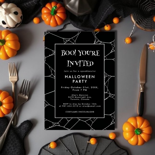Invitation de fête d'Halloween toile d'araignée no (Créateur téléchargé)