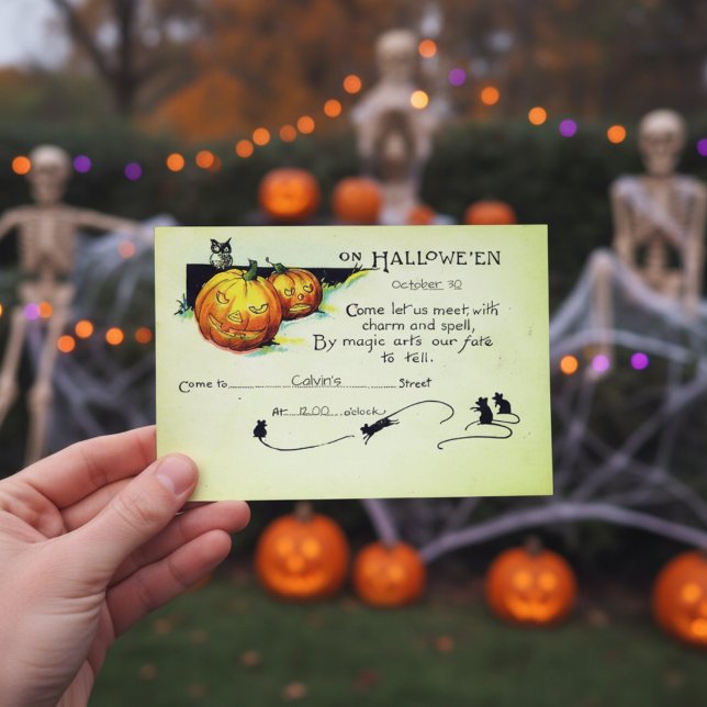 Invitation de fête d'Halloween Vintage 2 en 1 & (Créateur téléchargé)