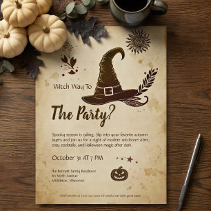 Invitation de fête d'Halloween Vintage Witchcore