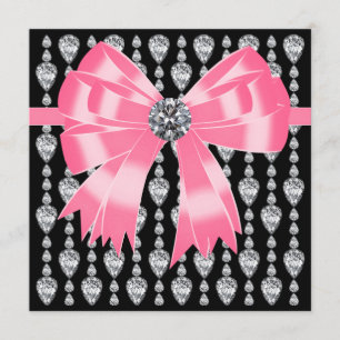 Invitation de fête Diamonds Rose Noir Modèle