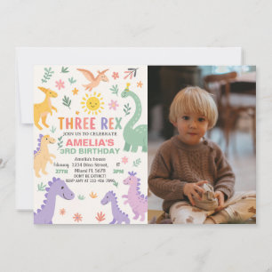 Invitation de fête Dino modifiable pour enfants