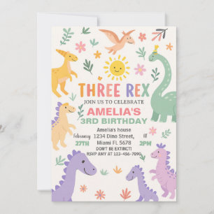 Invitation de fête Dino modifiable pour enfants