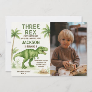 Invitation de fête Dino modifiable pour garçons ou
