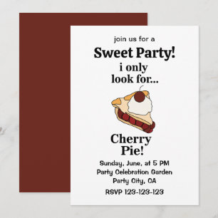 Invitation de fête douce et mignonne Tarte aux cer