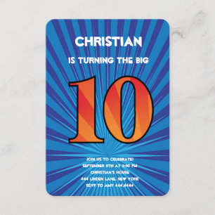 Invitation de fête du 10e anniversaire garçon