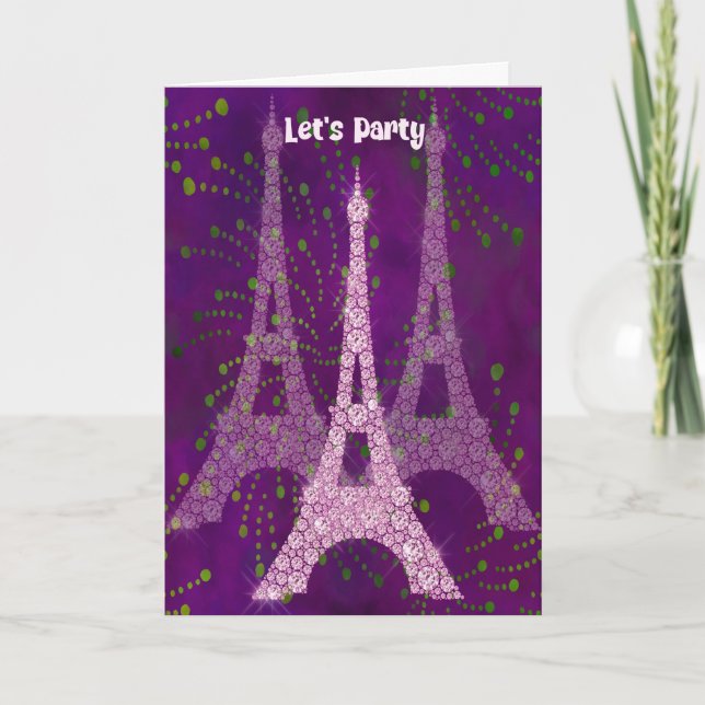 Invitation de fête du 14 juillet avec tours Eiffel (Devant)