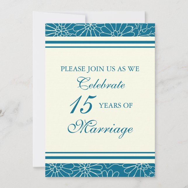 Invitation de fête du 15e anniversaire de mariage  (Devant)