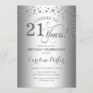 Invitation de fête du 21e anniversaire - Argent