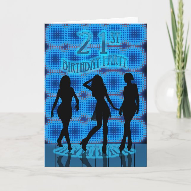 Invitation de fête du 21e anniversaire, Neon bleu  (Devant)