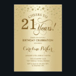 Invitation de fête du 21e anniversaire - Or<br><div class="desc">Invitation de fête du 21e anniversaire. Design élégant avec de l'or de parties scintillant imitation. Salutations à 21 ans ! Message-moi si vous avez besoin d'une personnalisation plus poussée.</div>