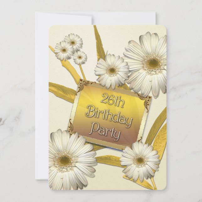 Invitation de fête du 26e anniversaire avec margue (Devant)