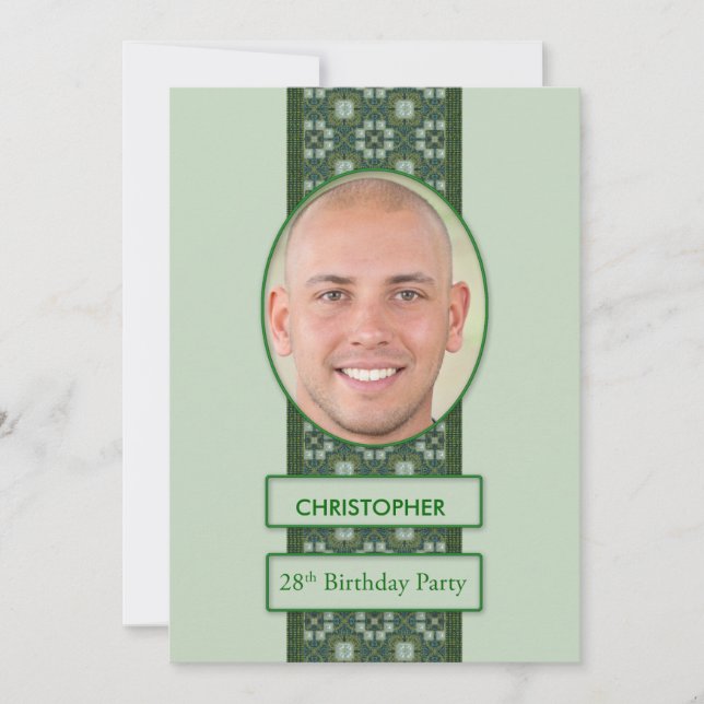 Invitation de fête du 28e anniversaire Photo + Nom (Devant)