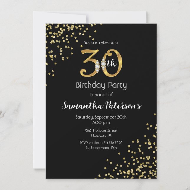 Invitation de fête du 30e anniversaire (Devant)