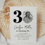 Invitation de fête du 30e anniversaire | 30e anniv<br><div class="desc">Invitation Minimaliste de 30ème Photo Anniversaire. Prêt à être personnalisé par vous !</div>