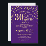 Invitation de fête du 30e anniversaire - Gold Purp<br><div class="desc">Invitation de fête du 30e anniversaire. Design élégant avec parties scintillant en or et violet. Bravo à 30 ans ! Message-moi si vous avez besoin d'une personnalisation plus poussée.</div>